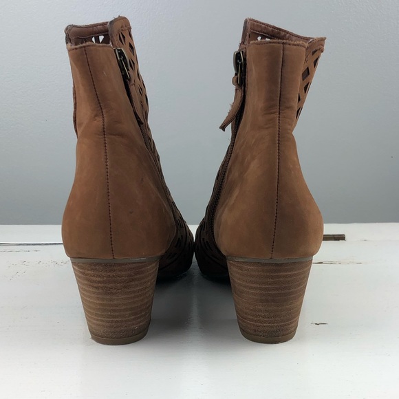 Franco Sarto Suede Perforanted Open Toe Booties - Picture 4 of 8